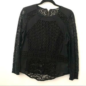 Lucky Brand Eyelet Lace Boho  Zipper Back Romantic Crochet Top